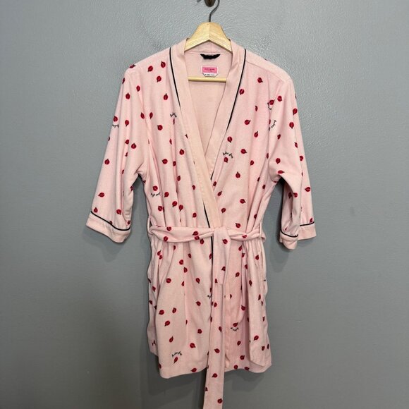 KATE SPADE terry velour leopard robe in ladies first ladybug print size M - Picture 2 of 8